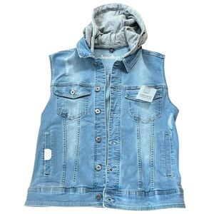 Blue Denim Hooded  Vest